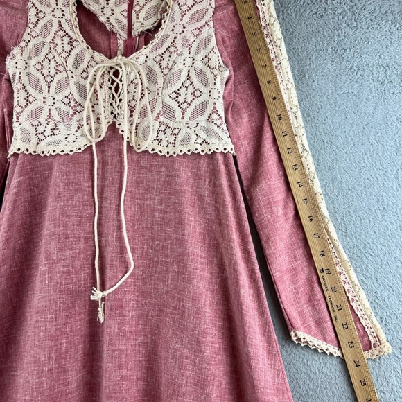 Vintage 1969 Gunne Sax Black Label Pink Lace Renaissance Dress size 7 - Picture 7 of 16